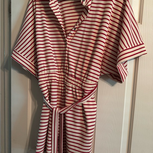 Red and White Striped Romper - Picture 1 of 4